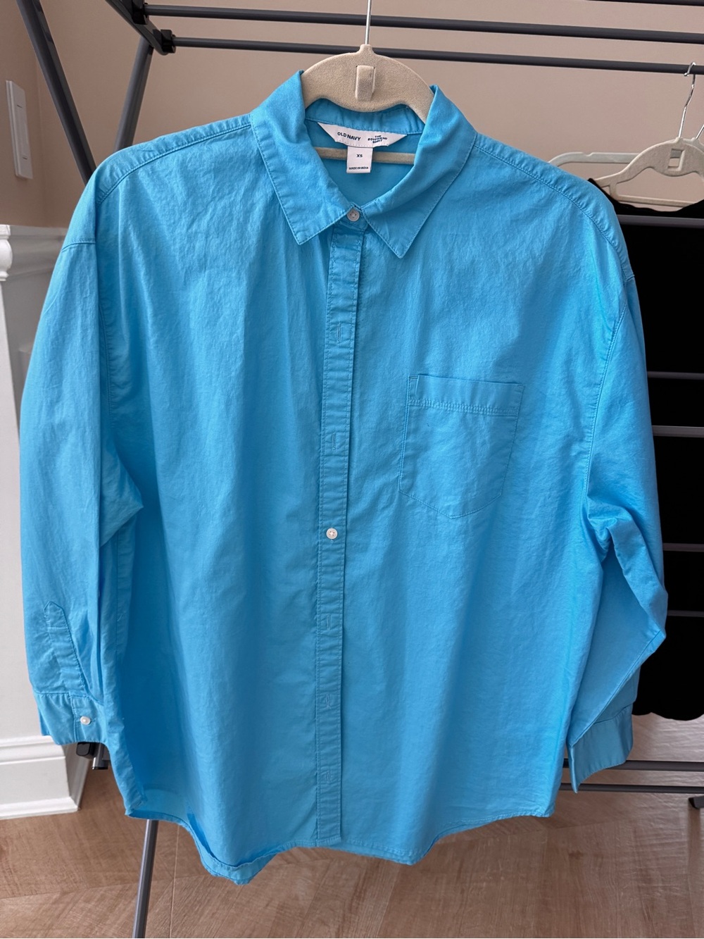 Old Navy womens Casual Button-Down Shirt in Bright Turquoise